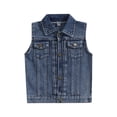 thumbnail image 1 of SUNSIOM Veste Sans Manches pour Enfants, Col Rabattu, Fermeture à Boutons, Veste en Denim Décontractée pour Filles et Garçons, 1 of 8