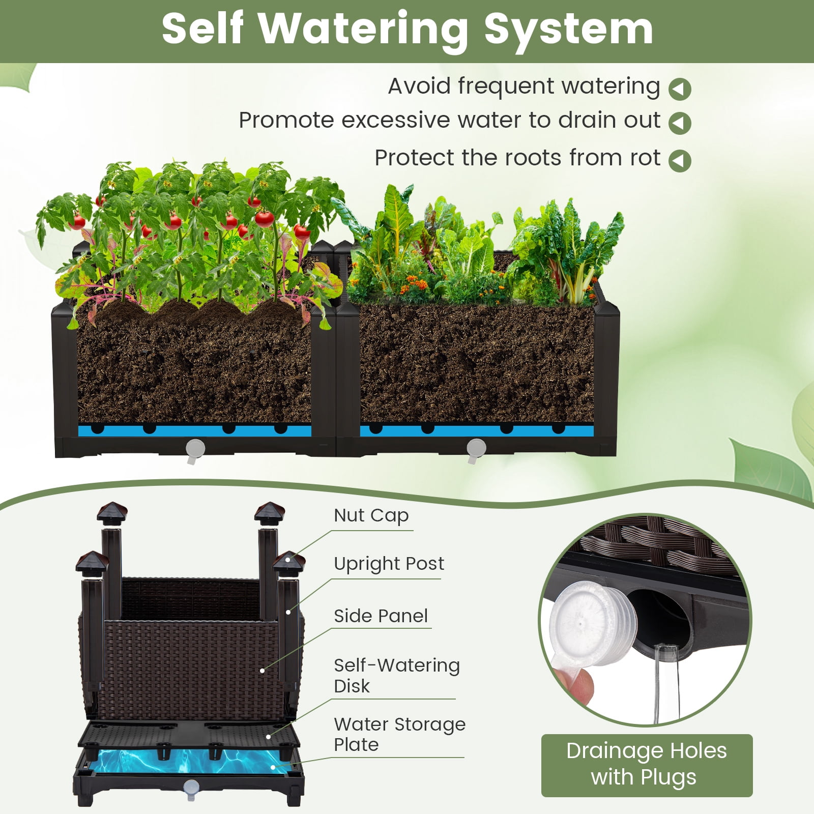 Patiojoy Outdoor 4 Set Planter Vertical Elevated Raised Garden Bed Planter Box Kit for Backyard Patio