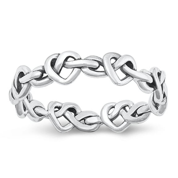 Fashion Heart Knot Ring .925 Knotted Love Sterling Silver Band Jewelry Female Male Unisex Size 8