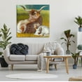 thumbnail image 2 of Longhorn Cattle Calf Resting Animals & Insects Painting Gallery Wrapped Canvas Print Wall Art, 2 of 7