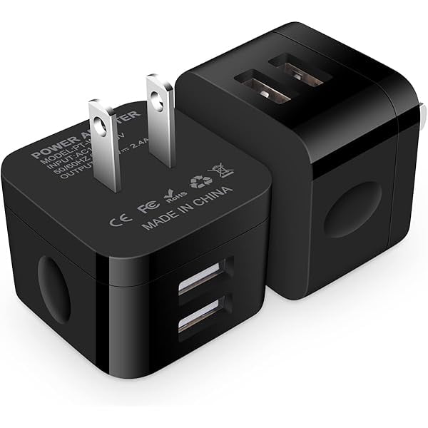 LinQingQ USB Wall Charger,USB Plug,2Pack Flat USBA Charger Block Charging Low Profile USBA Cube Charger Box Right Angle Plug Adapter for iPad Pro,iPad MiniiPad Air,iPhone 17 16 15 14 13 12 11 Max,Sams