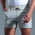 thumbnail image 4 of pstuiky Pantalones cortos de gimnasio, Pantalones cortos deportivos de algodón liso de tres puntos con cintura media y cordones para hombre Pantalones cortos para correr para hombre, 4 of 7