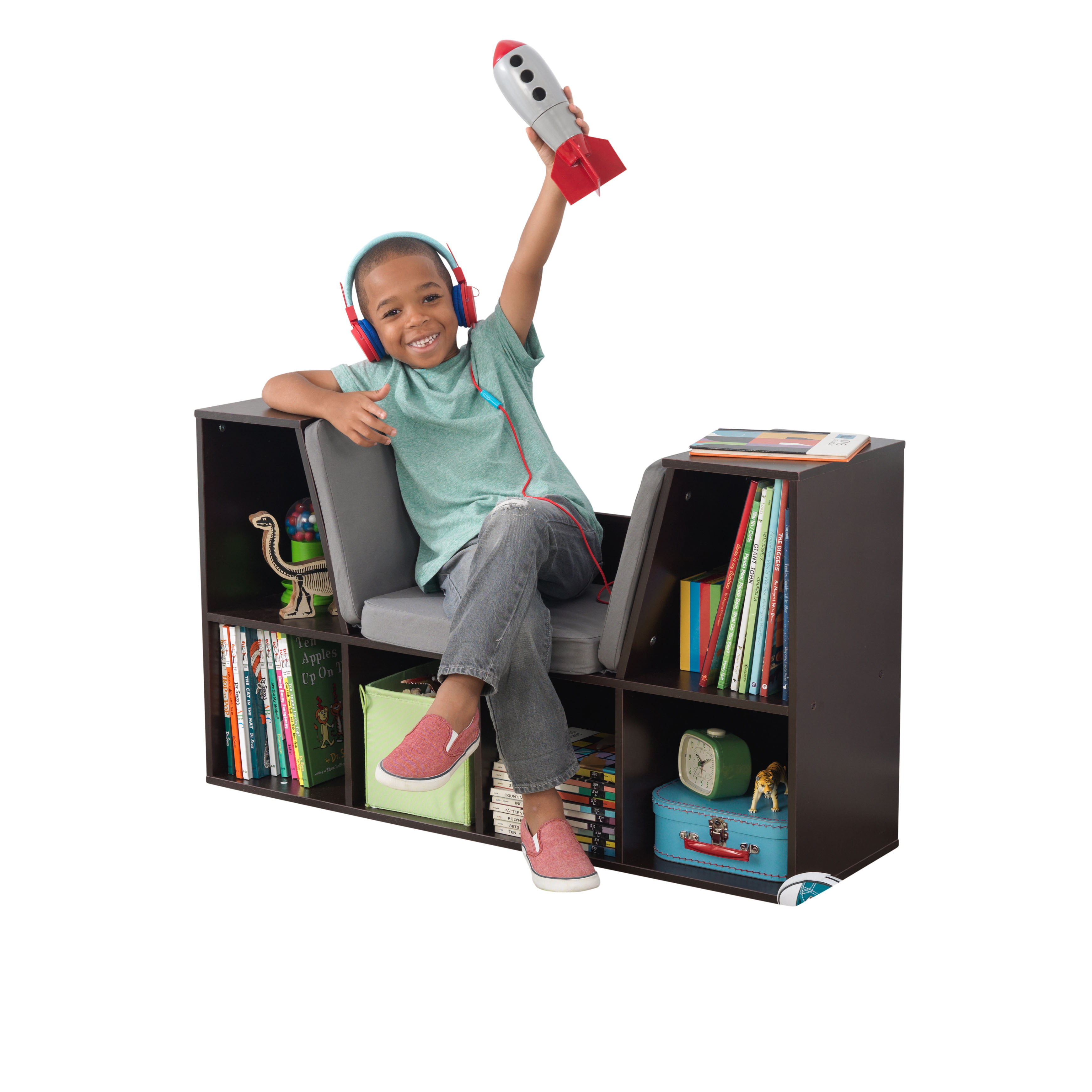 Kidkraft Bookcase With Reading Nook Espresso Walmart Com