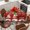 Red, variant on Grey Christmas Round Tablecloth, Fitted Table Cover with Elastic for 45"-54" Round Tables, Gnomes Xmas Tree Poinsettia Eucalyptus Table Cloth Outdoor Indoor Dinning Party Waterproof Tablecloths