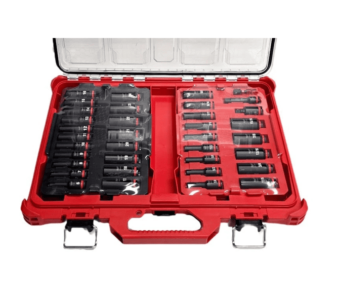 MILWAUKEE SHOCKWAVE Impact Duty 3/8 in. Drive SAE & Metric Socket Set (36-Piece) with PACKOUT Organizer (49-66-6805)
