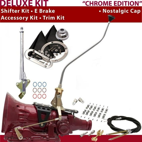 American Shifter TH200 Shifter Kit Chrome 23 in. Swan E Brake Cable Clamp Clevis Trim Kit for DEFA4