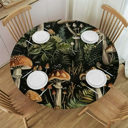 

YANMS Mushrooms Plants Digital Art Round Table Cover 100% Polyester Fiber 31-35