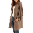 thumbnail image 4 of Grace Karin Women's Open Front Cardigan Oversized Waffle Knit Long Batwing Sleeve Sweaters with Pockets,Light Coffee, 4 of 7