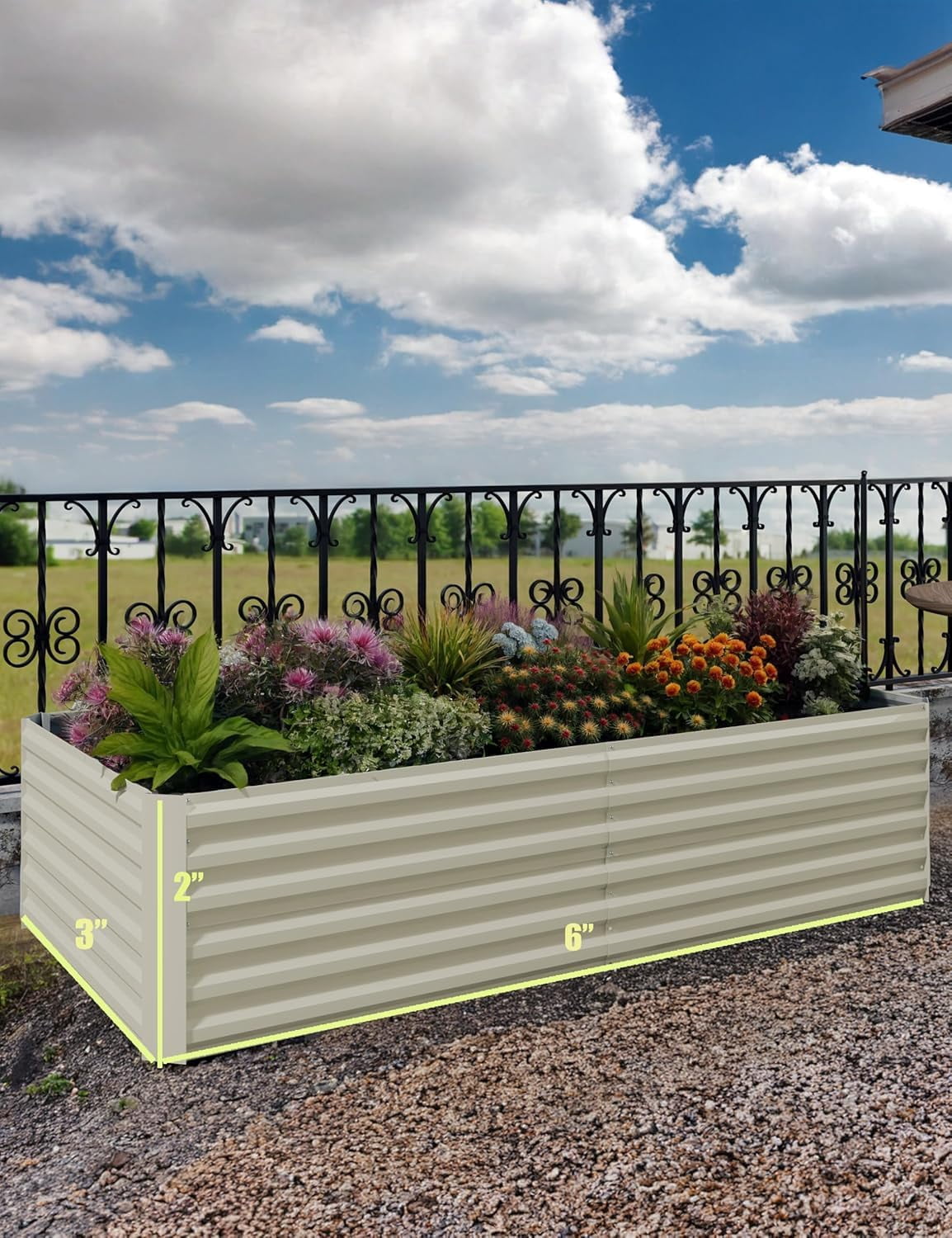Kicctian 6x3x2 ft Galvanized Raised Garden Bed Outdoor, Deep Root Metal Planter Box for Vegetables, Flowers, Herbs, Succulents, Beige