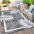 thumbnail image 2 of Garvee 9'x18' Waterproof Outdoor Rug Leaf Pattern Bordered Plastic Patio Mat, Modern Reversible Non-Slip Outdoor Carpet for Camping, RV, Balcony, Porch, Picnic, Gray, 2 of 7