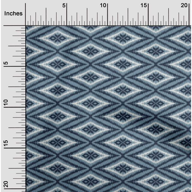 oneOone Cotton Poplin Fabric Geometric Ikat Printed Craft Fabric BTY 56 Inch Wide