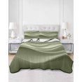 thumbnail image 3 of Sage Green Striped Twin Size Down Alternative Comforter,Lightweight Comforter Quilt Bedding Set with Pillow Shams Modern Abstract Art Wave Moire Gradient Bed Comforter Duvet Insert 68"x86", 3 of 7