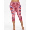 thumbnail image 3 of Más el tamaño de la impresión del labio de la bandera americana recortada Jeggings Rosegal Leggings de talla grande, 3 of 5