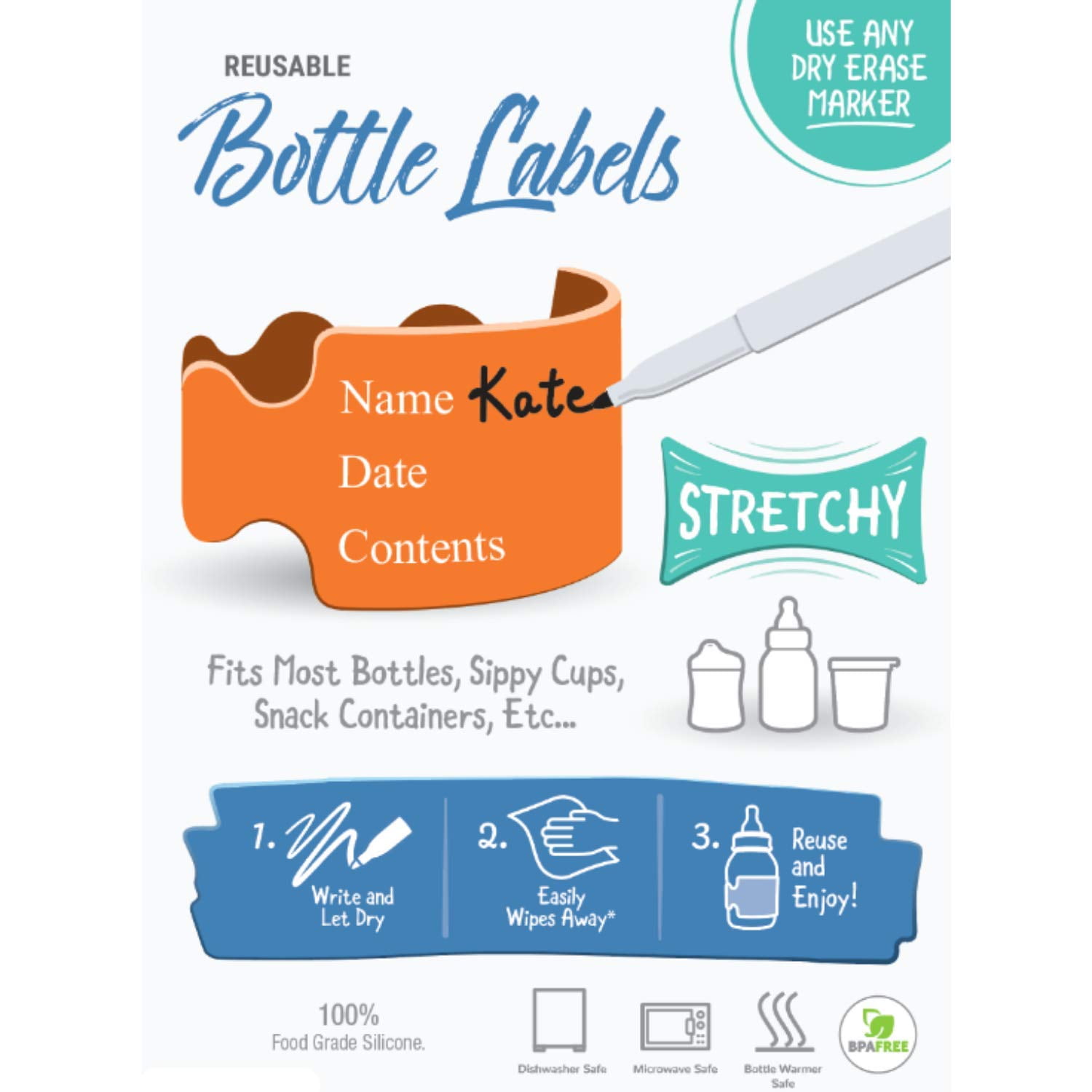 Personalized Baby Bottle Labels for Daycare - Write-On Name Labels (Double  Line, 39 Labels) - Yahoo Shopping