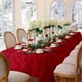 thumbnail image 2 of Barcelona Damask Fabric Tablecloth by Newbridge, 100% Polyester, Party, Banquet and Holiday Tablecloth, 60 Inch x 102 Inch Oblong/Rectangle, Red, 2 of 7