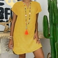thumbnail image 2 of B91xZ Sundresses for Women Robe Maxi Décontractée à Manches Courtes Col Rond à Volants Ligne A pour Invité de Mariage, Jaune L, 2 of 5