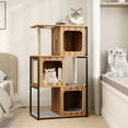 thumbnail image 4 of Gymax Arbre à Chat Moderne pour Chatons d'Intérieur, Tour Maison pour Chat avec Cadre en Métal, Grande Plateforme, 4 of 10