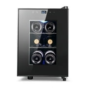 Yeego 6 Bottle Wine Refrigerator Cooler, Freestanding Small Mini Wine Cellar with Digital Temperature Control Thermoelectric Wine Cooler, Countertop Wine Cooler for Wine Enthusiasts, Black