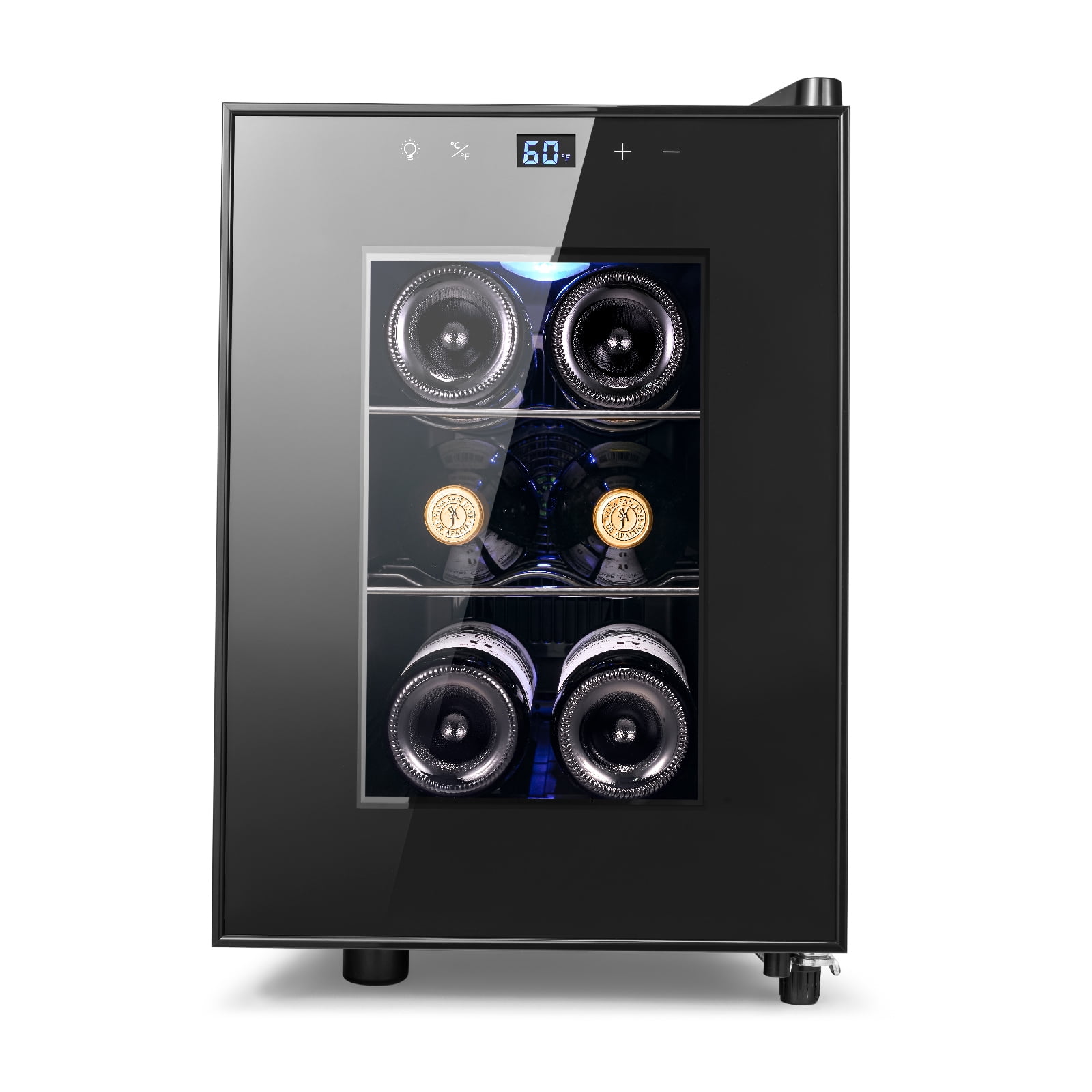 Yeego 6 Bottle Wine Refrigerator Cooler, Freestanding Small Mini Wine Cellar with Digital Temperature Control Thermoelectric Wine Cooler, Countertop Wine Cooler for Wine Enthusiasts, Black