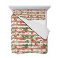 thumbnail image 7 of Quilts Twin Size Bedding Set, Strawberry Lightweight Quilted Comforter, Fruits Green Palm Leaves Red Striped Soft Reversible Bedspread Coverlet with Pillow Covers for All Season, 68" x 86", 7 of 7