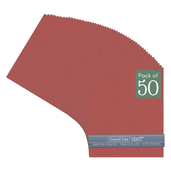 Brick Red 14x17 Uncut Art Mat Board - No Opening - 50 Mats