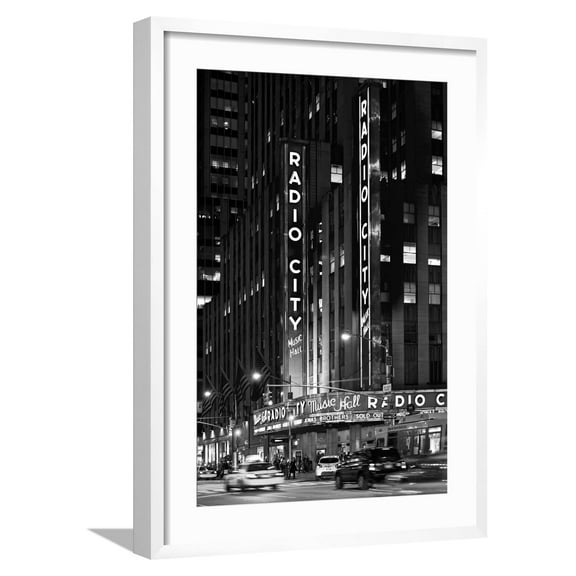 Art.com Radio City Music Hall - Manhattan - New York City - United States Photographic Print by Philippe Hugonnard, White Frame Wall Art, 21" x 29"