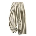 thumbnail image 2 of XIAfhje Pants For Women Linen Pants Solid Color Soft Comfortable Loose Fitting Wide Leg Pants Casual And Versatile Straight Leg Pants Casual Loose Fit Wide Leg Trousers, 2 of 7