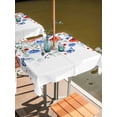 thumbnail image 2 of Outdoor Tablecloth with Umbrella Hole for Patio/Picnic/Party/Camping, Red Blue Flowers Waterproof Table Cloth Square Cover Washable, Spring Floral Elegant Pastoral Watercolor (60"x 60"), 2 of 8