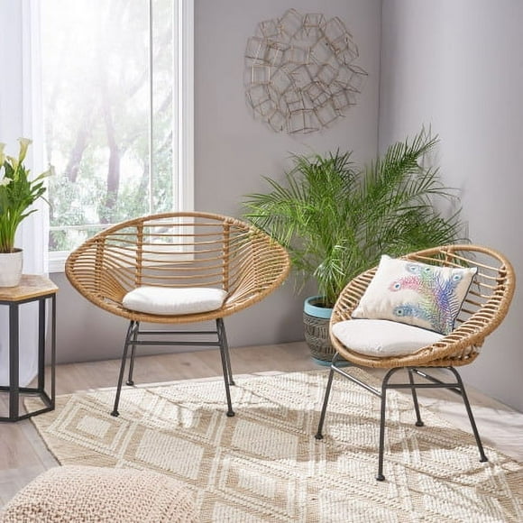 Wicker 2-Piece Outdoor Chairs Set, All-Weather Patio Conversation Set for Balcony, Backyard, Pool, Porch, Deck, Outdoor,Brown