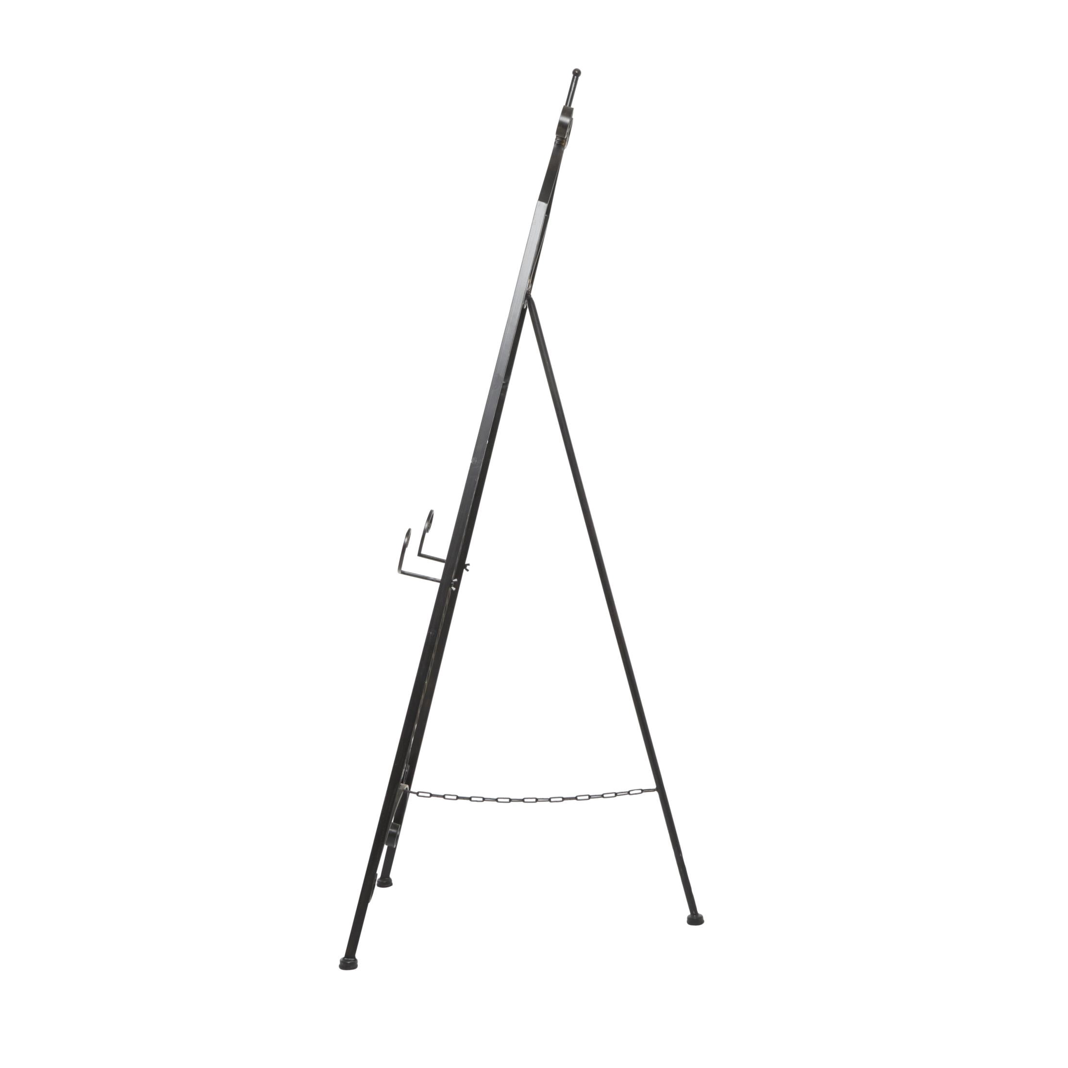 DecMode 21" x 65" Black Metal Tall Floor Scroll Easel with Gold Accents, 1-Piece