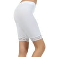 thumbnail image 4 of Sakkas Cotton Blend Lace Trim Stretch Bike Shorts - Made in USA - White - Small, 4 of 5