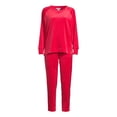 thumbnail image 5 of Time and Tru Women's Velour Top and Pants Set, 2-Piece, Sizes S-XXXL, 5 of 6
