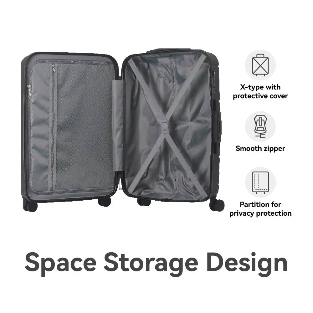 Avobird 3-Piece 20''24''28'' Hardshell Luggage Sets for Business, Trip, Lightweight Suitcase with Rolling Wheels TSA Lock & Moulded Corner, Black
