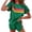 Dark Green, variant on 2-Piece Lounge Sets for Women, Rainbow Striped Outfits Casual Short Sleeve Tops & Shorts Trendy Matching Sweatsuits - White M