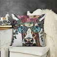 thumbnail image 2 of YINGXI  Throw Pillow Covers Fashion Cow with Rose Floral Green Leaves Wreath and Sunglasses,Square Decorative,Cushion Pillows Cover for Couch Bed for Men/Women 12x12in, 2 of 5