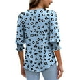 thumbnail image 4 of Dasayo 3/4 Sleeve Trendy Tops for Women 2025 Blue Dressy Smocked Curved Hem Leopard Print Blouses Womens Camisole XL, 4 of 6