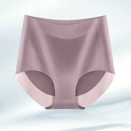 BYHONG Breathable Wicking Microfiber Briefs High Waist Ice Silk Seamless Panties for Women Panties for Women Purple M