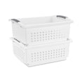 thumbnail image 6 of Sterilite Large Stacking Basket, Open Top Storage Bin with Handles, 16 Pack, White, 6 of 9