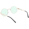 thumbnail image 4 of Oversize Round Sunglasses Engraved Metal Arm Cutout Color Tinted Lens 53mm (Gold / Green), 4 of 4