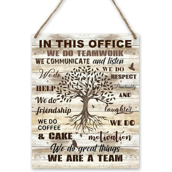 Wood Sign 8x10 Inch Patcate Office Inspirational Wall Art Hanging Decor Employee Of The Month Gifts For Coworkers Teamwork Wood Wall Art Decoration For Office Home Gift For Women Men