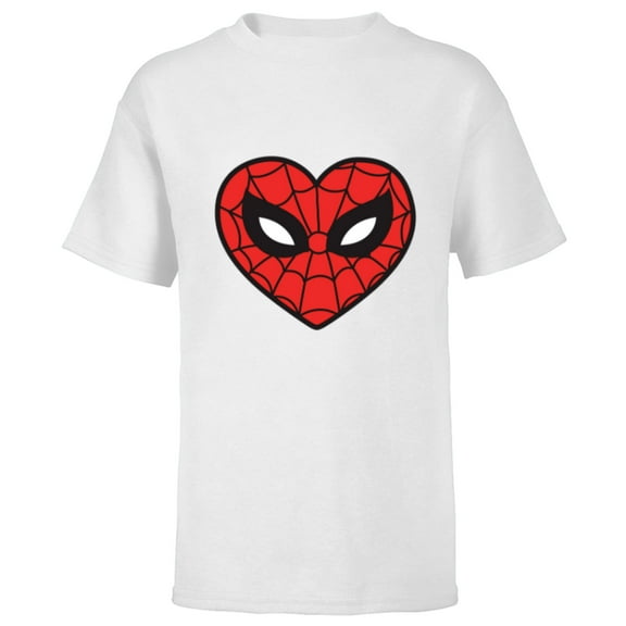 Marvel Spider-Man Sixties Heart Mask Logo - Short Sleeve T-Shirt for Kids - Customized-White