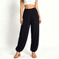 thumbnail image 6 of PInxai Yoga Pants for Women Elastic Waisted Baggy Pants Loose Comfy Casual Athletic Solid Color Pants Summer,Black,M, 6 of 7