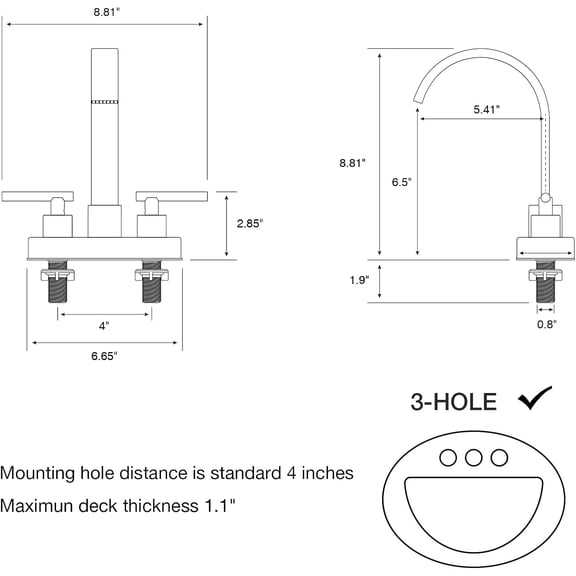 4 Inch Centerset Bathroom Sink Faucet 2 Handle Vanity Basin Faucets with Overflow Pop-up Drain Assembly and cUPC Water Supply Lines, 360 Degree Swivel Square Spout, Brushed Gold