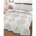 thumbnail image 3 of Quilts Twin-XL Size Bedding Set, Vintage Bohemia Lightweight Quilted Comforter, Gray Flowers Boho Pattern Cream Soft Reversible Bedspread Coverlet with Pillow Covers for All Season, 68" x 98", 3 of 7