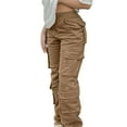 thumbnail image 6 of AILIYIL Women'S Solid Color Low Rise Multi Pocket Cargo Casual Trousers (Khaki,M), 6 of 7