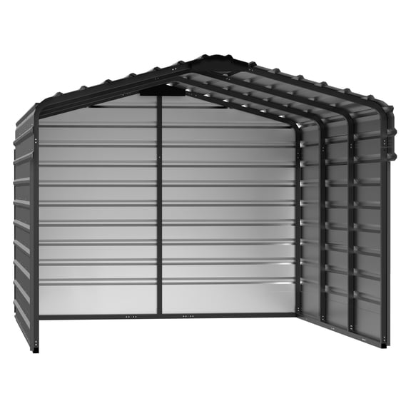 Arrow 10 x 15 x 7 ft Charcoal Steel Carport With 3 Wall Kit