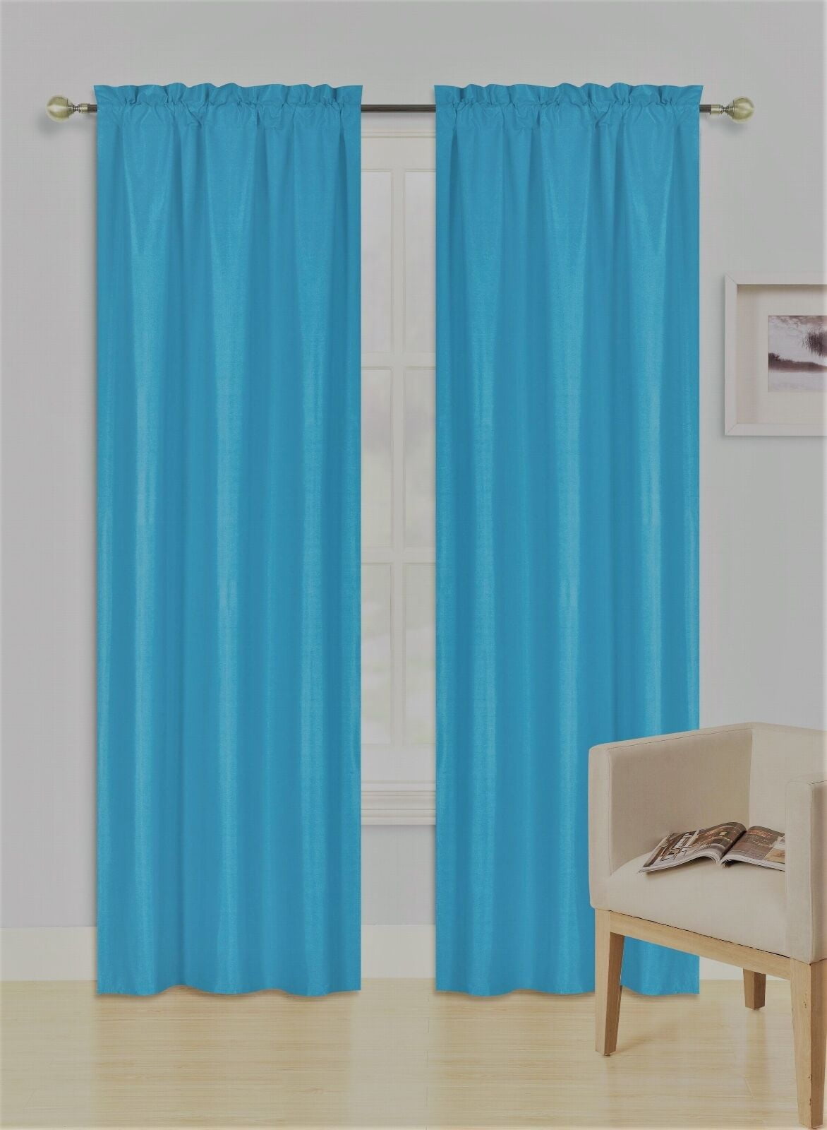 Black 1-Piece R64 100% Blackout Rod Pocket Solid Window Curtain Panel With Lined Backing 35' x 84'