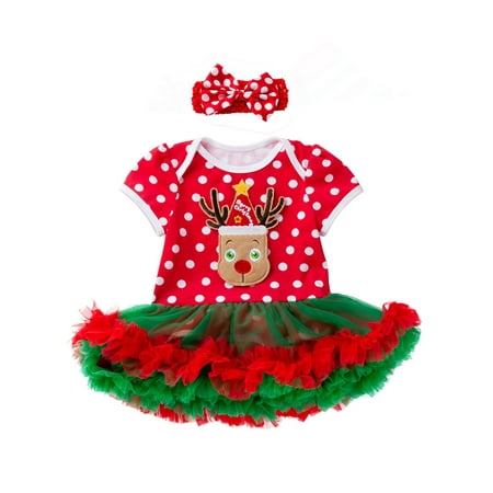 

Niuer Newborn Jumpsuit Sets Elk Print Two Piece Suits Buttons Romper + Headband Set Casual Outfits Crew Neck Style-H 66cm