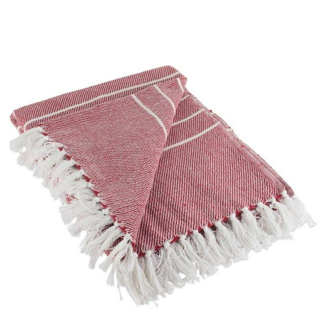 Design Imports CAMZ10382 Thin Stripe Throw - Grange Rouge et Blanc