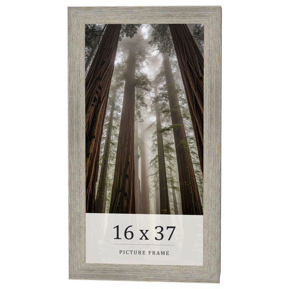 16x37 Frame Grey Real Wood Picture Frame Width 1.5 Inches | Interior Frame Depth 0.5 Inches | Barn
